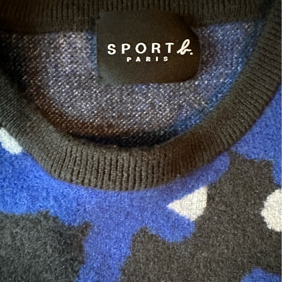 SPORT B. PARIS By Agnes B. Premium Wool Blue Camouflage Sweater - Picture 2 of 4